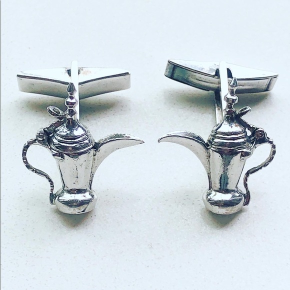 Vintage Sterling Coffee Pots Cuff Links - Picture 2 of 4